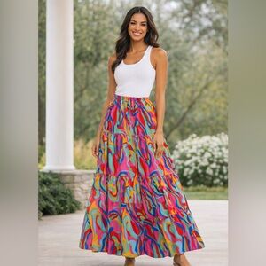 Vibrant Multicolor Women's Maxi Skirt size L
